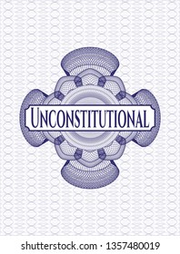 Blue rosette. Linear Illustration with text Unconstitutional inside