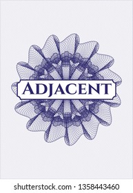 Blue rosette. Linear Illustration with text Adjacent inside