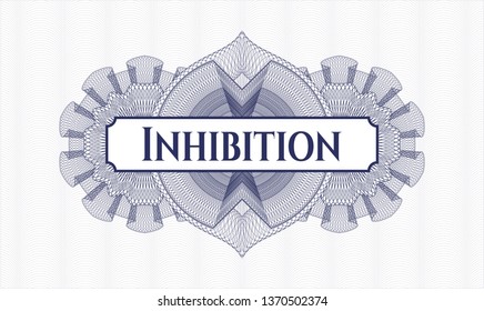 Blue rosette. Linear Illustration. with text Inhibition inside
