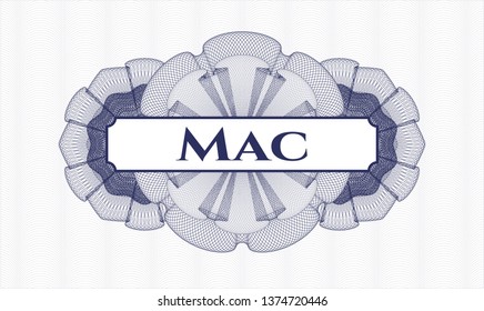 Blue rosette. Linear Illustration. with text Mac inside