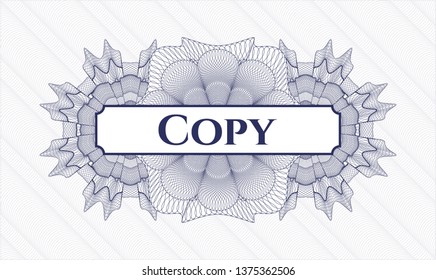 Blue rosette. Linear Illustration. with text Copy inside