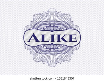 Blue rosette. Linear Illustration with text Alike inside