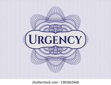 Blue rosette. Linear Illustration with text Urgency inside