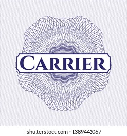 Blue rosette. Linear Illustration with text Carrier inside