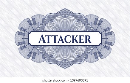 Blue rosette. Linear Illustration. with text Attacker inside