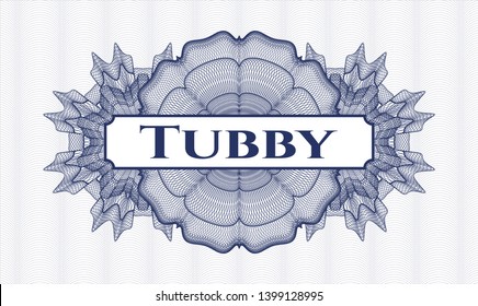 Blue rosette. Linear Illustration. with text Tubby inside