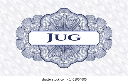 Blue rosette. Linear Illustration. with text Jug  inside