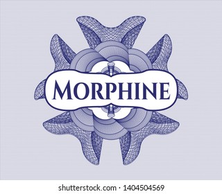 Blue rosette. Linear Illustration with text Morphine inside