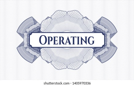 Blue rosette. Linear Illustration. with text Operating inside