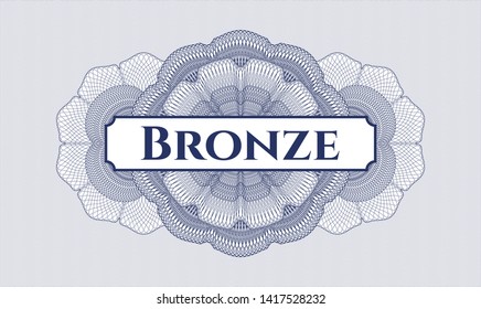 Blue rosette. Linear Illustration. with text Bronze inside