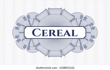 Blue rosette. Linear Illustration. with text Cereal inside