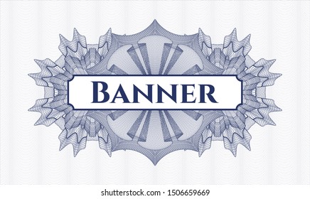 Blue rosette. Linear Illustration. with text Banner inside