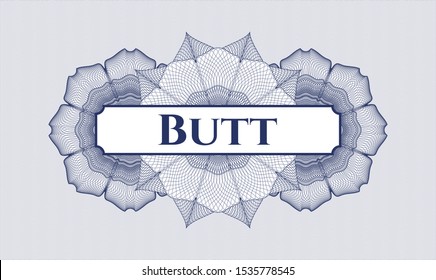 Blue rosette. Linear Illustration. with text Butt inside