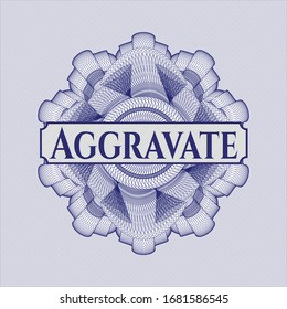 Blue rosette. Linear Illustration with text Aggravate inside