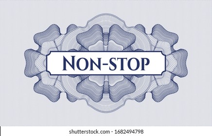Blue rosette. Linear Illustration. with text Non-stop inside