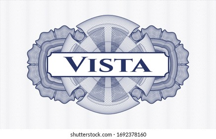 Blue rosette. Linear Illustration. with text Vista inside