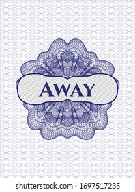 Blue rosette. Linear Illustration with text Away inside