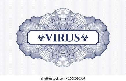 Blue rosette. Linear Illustration. with text Virus inside