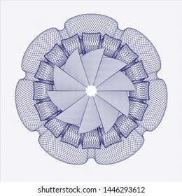 Blue rosette. Linear Illustration. Vector, Detailed.