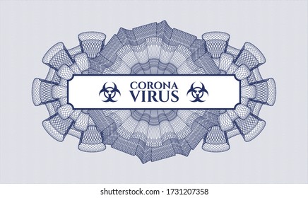 Rosette azul. Ilustración lineal. Vector. Detallado con el texto Coronavirus dentro