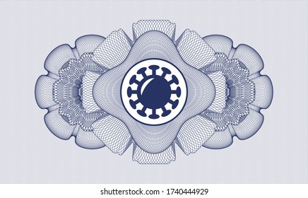 Blue rosette. Linear Illustration. Vector. Detailed with coronavirus icon inside
