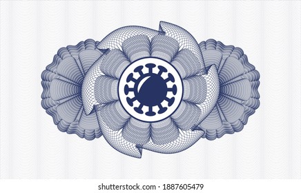 Blue rosette. Linear Illustration. Vector. Detailed with coronavirus icon inside