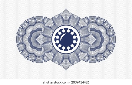 Blue rosette. Linear Illustration. Vector. Detailed with coronavirus icon inside