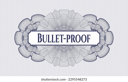 Blue rosette. Linear Illustration. Vector. Detailed with text Bullet-proof inside