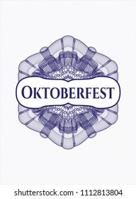  Blue rosette or money style emblem with text Oktoberfest inside