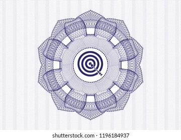 Blue rosette (money style emblem) with target, business icon inside