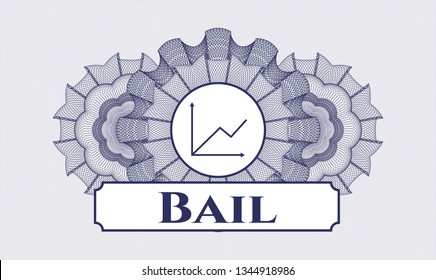 Blue rosette (money style emblem) with chart icon and Bail text inside