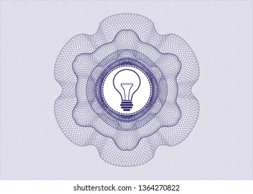 Blue rosette (money style emblem) with idea icon inside