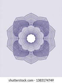Blue rosette or money style emblem. Vector Illustration. Detailed.