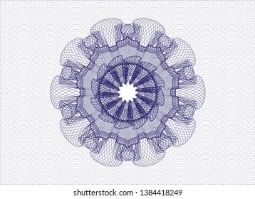 Blue rosette (money style emblem). Vector Illustration. Detailed.
