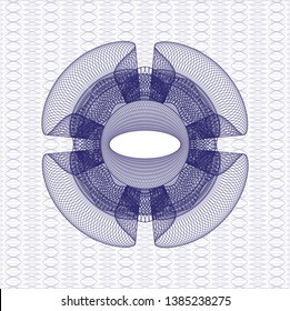 Blue rosette (money style emblem). Vector Illustration. Detailed.