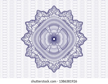 Blue rosette (money style emblem). Vector Illustration. Detailed.