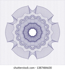 Blue rosette or money style emblem. Vector Illustration. Detailed.