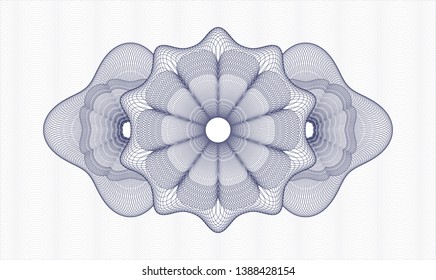 Blue rosette or money style emblem. Vector Illustration. Detailed.