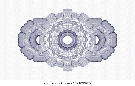 Blue rosette or money style emblem. Vector Illustration. Detailed.
