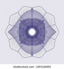 Blue rosette or money style emblem. Vector Illustration. Detailed.