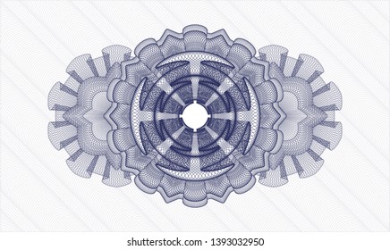Blue rosette or money style emblem. Vector Illustration. Detailed.