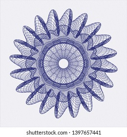 Blue rosette or money style emblem. Vector Illustration. Detailed.