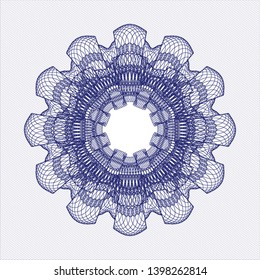 Blue rosette or money style emblem. Vector Illustration. Detailed.