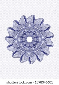 Blue rosette (money style emblem). Vector Illustration. Detailed.