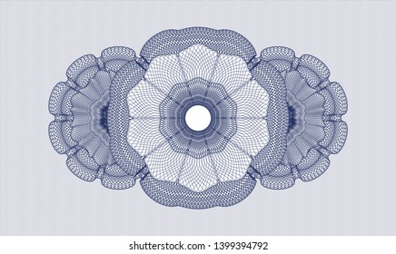 Blue rosette or money style emblem. Vector Illustration. Detailed.