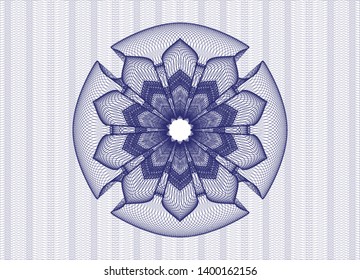 Blue rosette or money style emblem. Vector Illustration. Detailed.