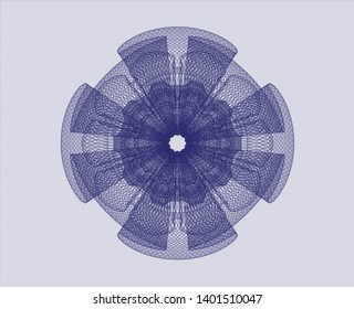 Blue rosette (money style emblem). Vector Illustration. Detailed.