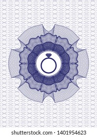 Blue rosette (money style emblem) with diamond ring icon inside