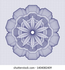 Blue rosette (money style emblem). Vector Illustration. Detailed.