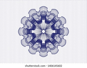 Blue rosette or money style emblem. Vector Illustration. Detailed.